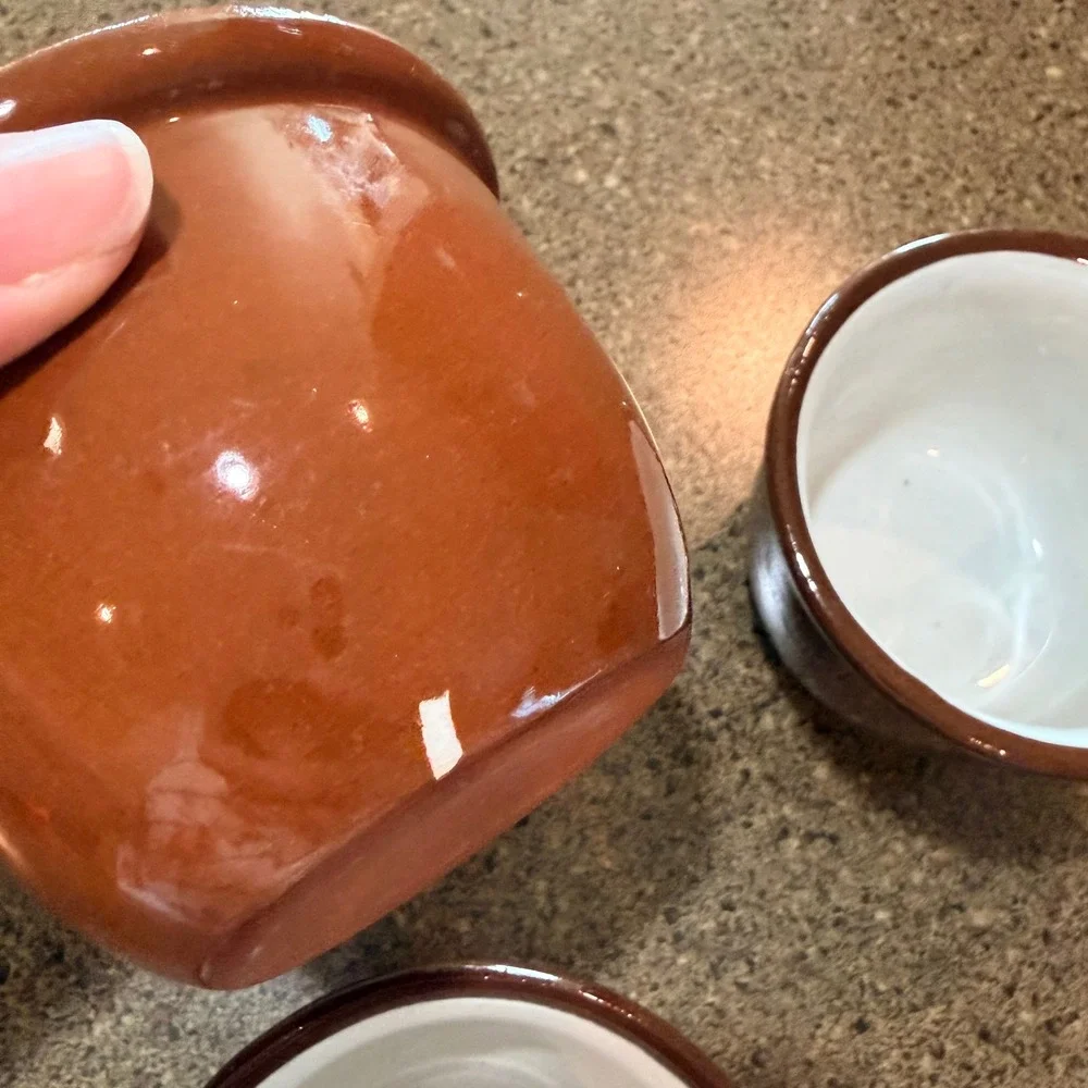 Vintage Weller Pottery Brown Glazed Cup Set of 3 Farmhouse USA